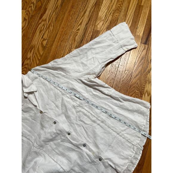 Edward Woman Size XL Irish Linen Top Blouse White Button Up Lightweight - Picture 5 of 6